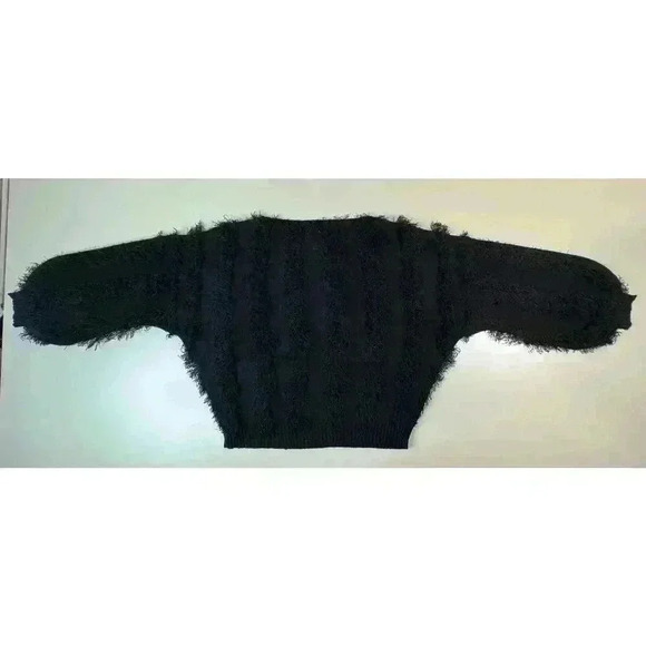Chaser Women’s Feather Fringe Knit Sweater Size Medium Black NWT Whimsical Goth - Picture 5 of 9